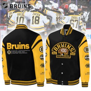 Boston Bruins Celebrating 100 Years Of Boston Bruins Hockey 3D Baseball Jacket BB010324LNQ28TTT - bazzada Store