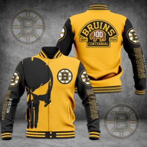 Boston Bruins Skull Baseball Jacket BB180124DHN2DKD - bazzada Store