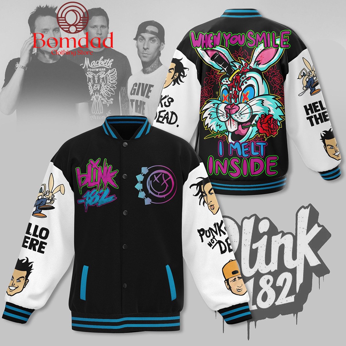 Blink 182 When You Smile I Melt Inside Baseball Jacket - bazzada Store