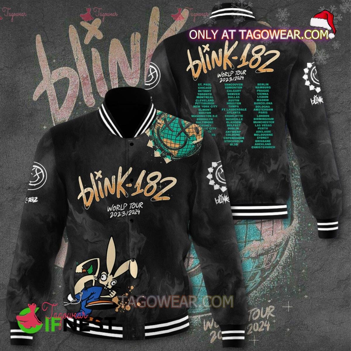 Blink-182 World Tour 2023-2024 Baseball Jacket - bazzada Store