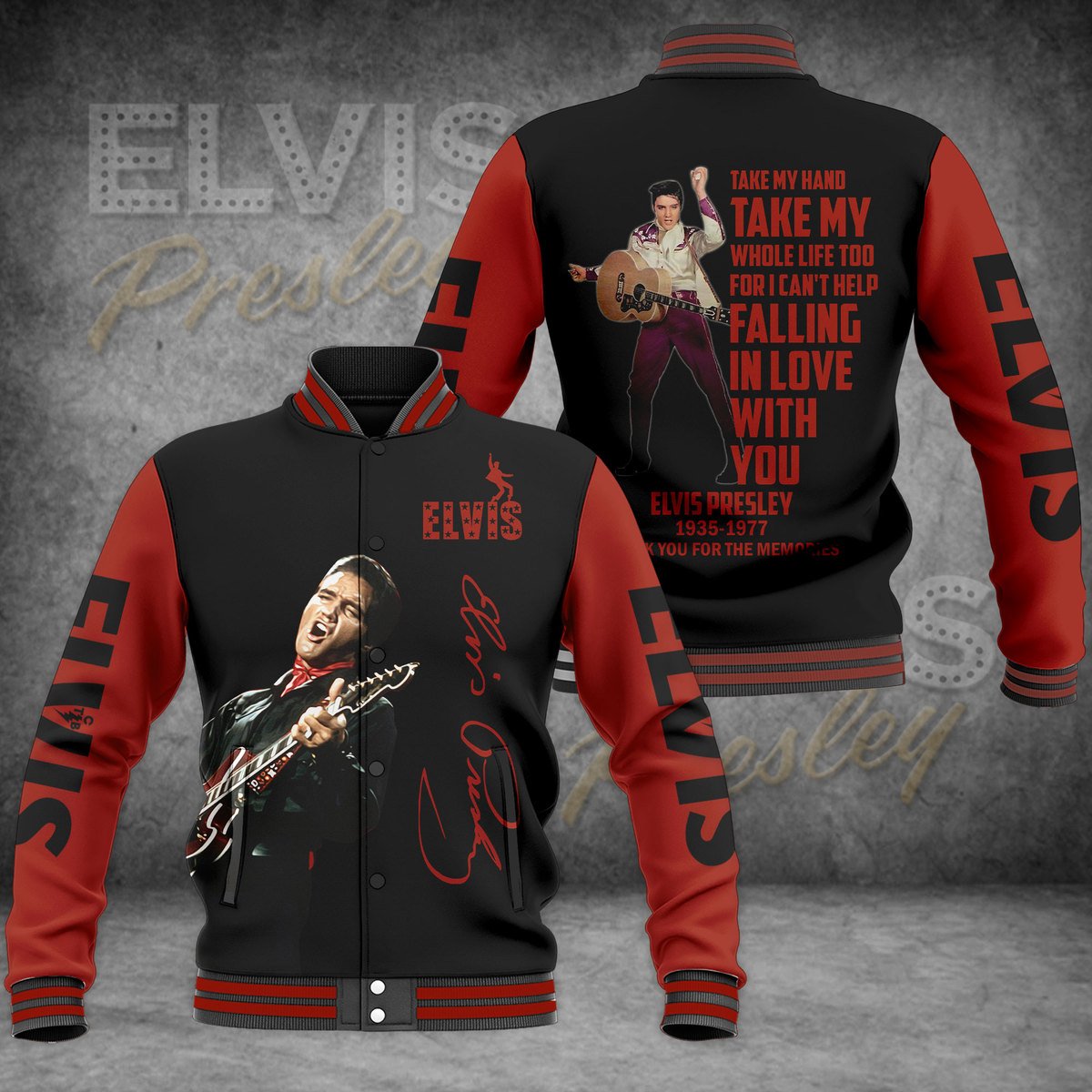 Elvis Presley Baseball Jacket EP23122023M2VKH - bazzada Store