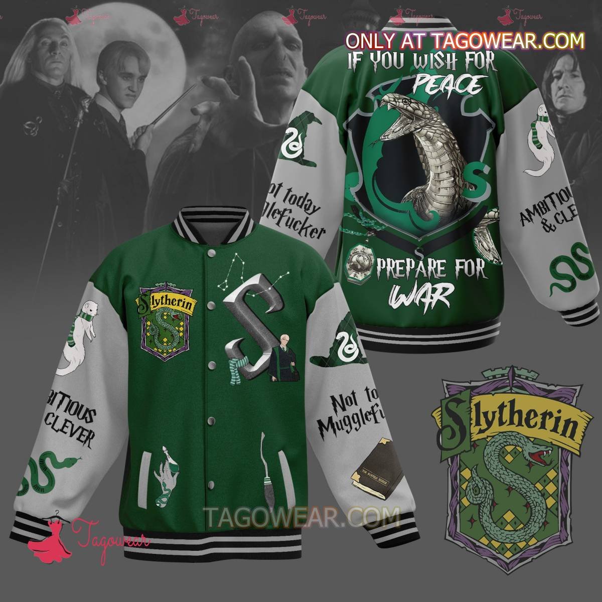Harry Potter Slytherin If You Wish For Peace Prepare For Was Baseball Jacket - bazzada Store