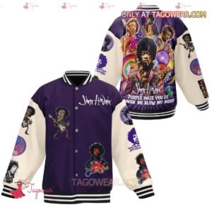 Jimi Hendrix Purple Haze You're Makin Me Blow My Mind Baseball Jacket - bazzada Store