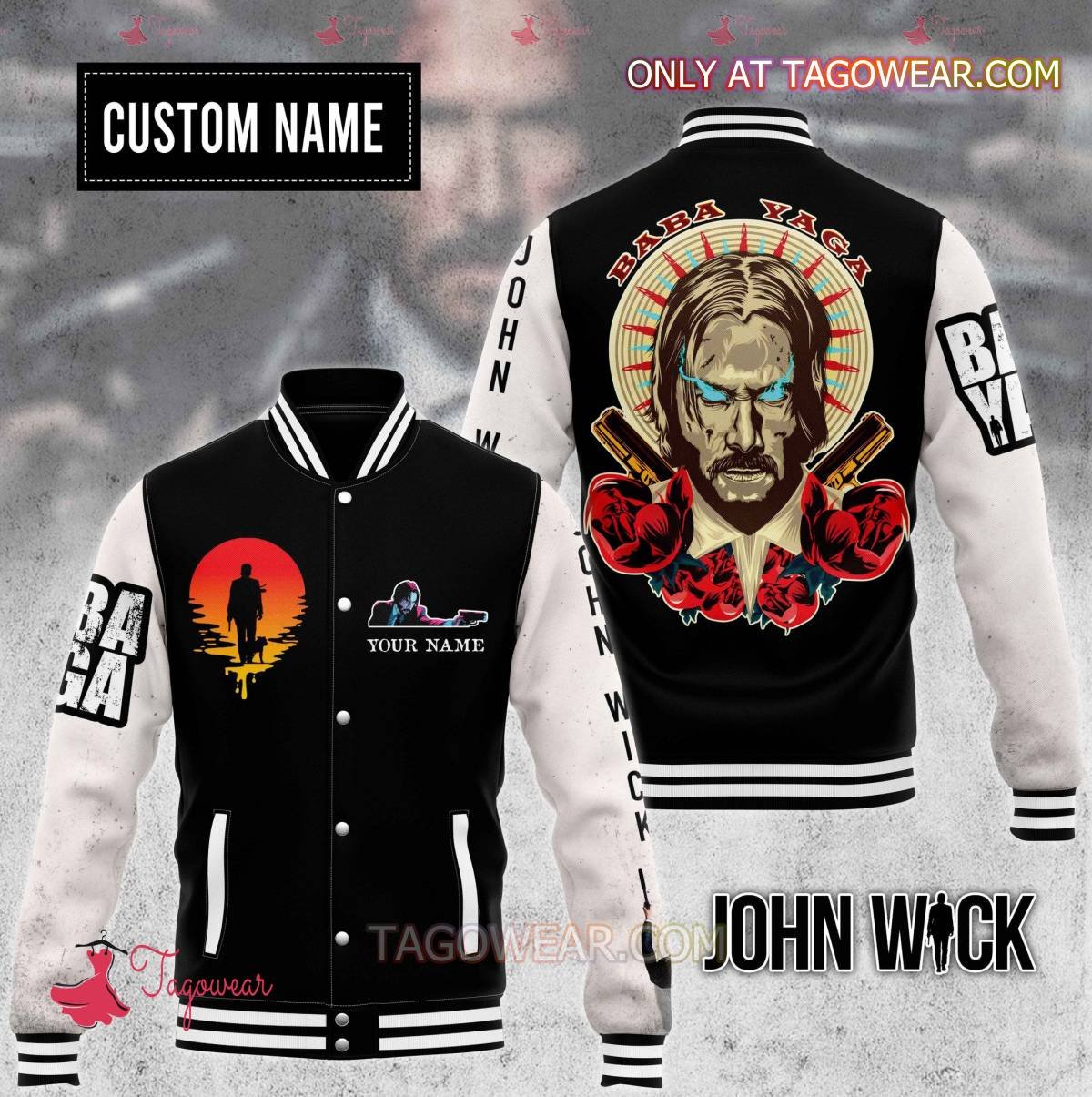 John Wick Baba Yaga Personalized Baseball Jacket - bazzada Store