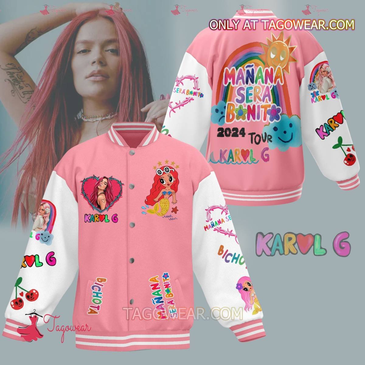 Karol G Manana Sera Bonito 2024 Tour Baseball Jacket - bazzada Store