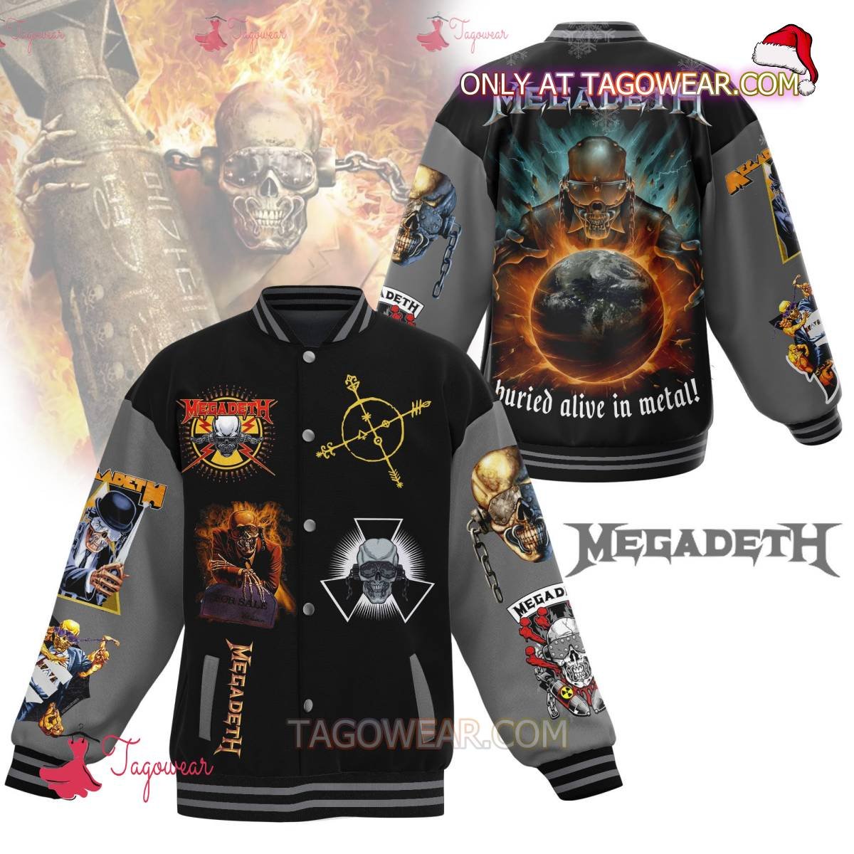 Megadeth Buried Alive In Metal Baseball Jacket - bazzada Store