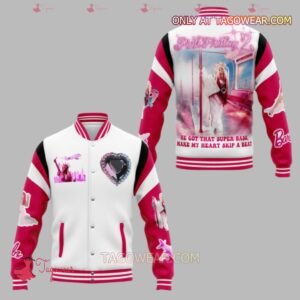 Nicki Minaj Pink Friday 2 He Got That Super Bass Make My Heart Skip A Beat Baseball Jacket - bazzada Store