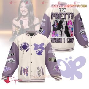 Olivia Rodrigo I'm Pretty When I Cry Baseball Jacket - bazzada Store