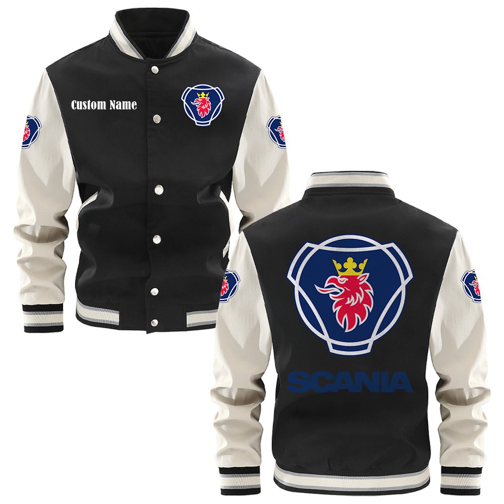 Scania Varsity Jacket, Baseball Jacket, Letterman Jacket Customize Name,Customize Logo Car Or Motorcycle Model - bazzada Store