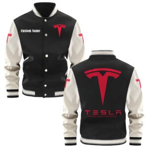 Tesla Motors Varsity Jacket, Baseball Jacket, Letterman Jacket Customize Name,Customize Logo Car Or Motorcycle Model - bazzada Store