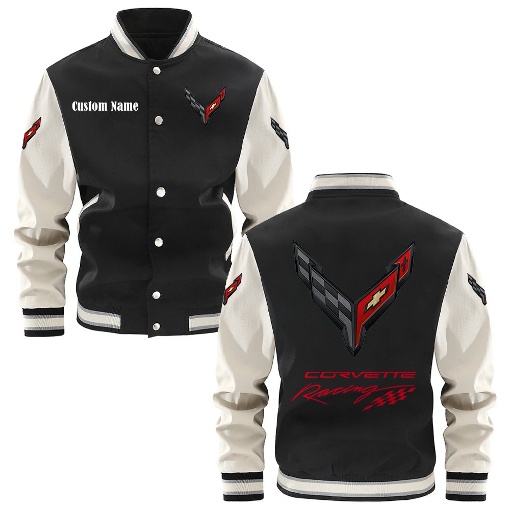 Corvette C8 Varsity Jacket, Baseball Jacket, Letterman Jacket Customize Name,Customize Logo Car Or Motorcycle Model - bazzada Store