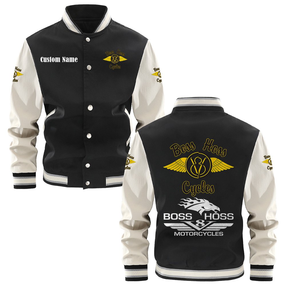 Boss Hoss Varsity Jacket, Baseball Jacket, Letterman Jacket Customize Name,Customize Logo Car Or Motorcycle Model - bazzada Store