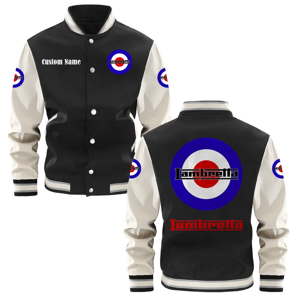 Lambretta Varsity Jacket, Baseball Jacket, Letterman Jacket Customize Name,Customize Logo Car Or Motorcycle Model - bazzada Store