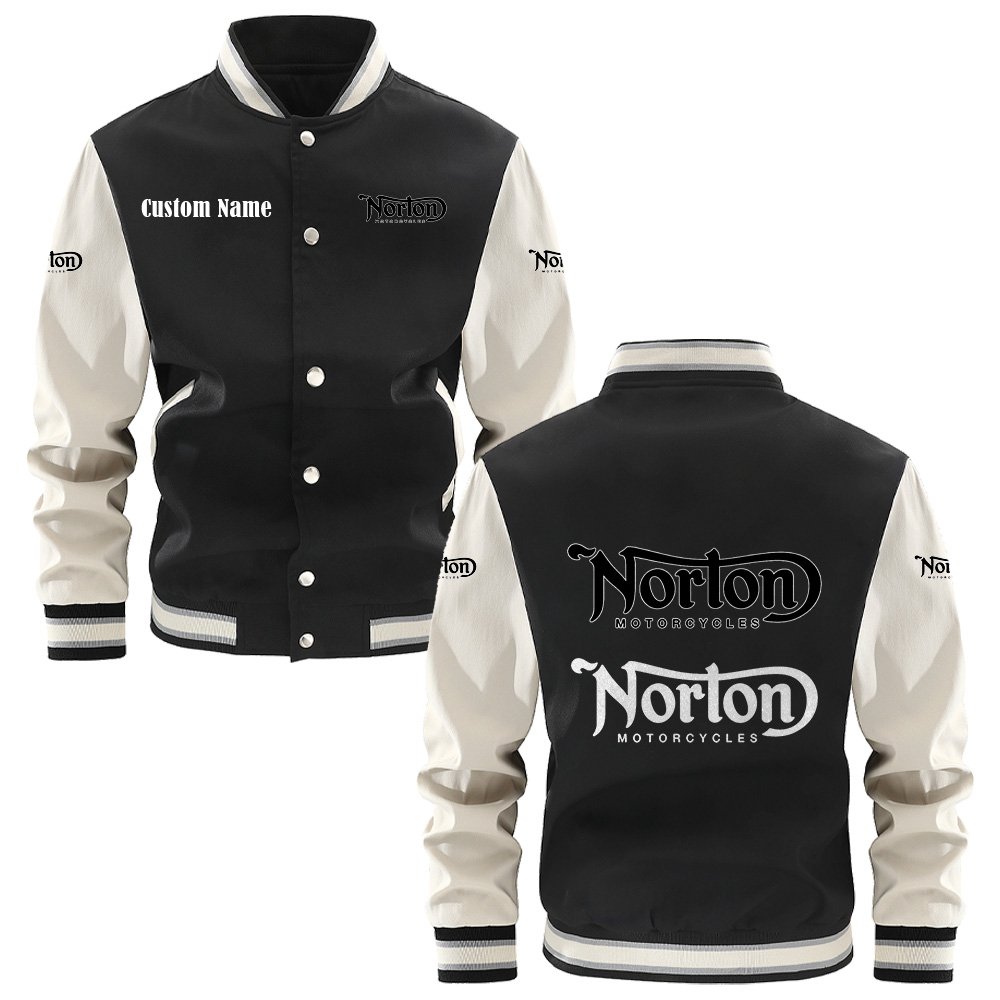Norton Varsity Jacket, Baseball Jacket, Letterman Jacket Customize Name,Customize Logo Car Or Motorcycle Model - bazzada Store