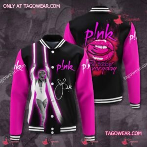 Pink Be Badass Everyday Signature Baseball Jacket - bazzada Store