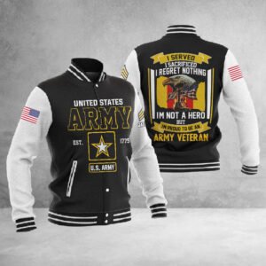 I Served, I Sacrificed, I Regret Nothing, I?m Not A Hero But I?m Proud To Be A Veteran #2044 ? Baseball Jacket - bazzada Store