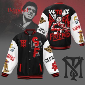 Scarface Say Hello To My Little Friend Baseball Jacket - bazzada Store