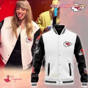 Taylor Swift Wearing Kansas City Chiefs Baseball Jacket - bazzada Store