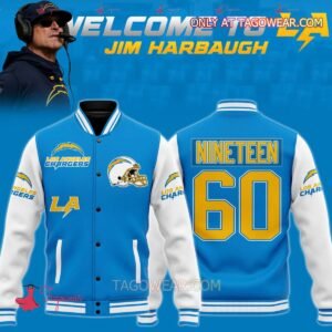 Welcome To Los Angeles Chargers Jim Harbaugh Nineteen 60 Baseball Jacket - bazzada Store