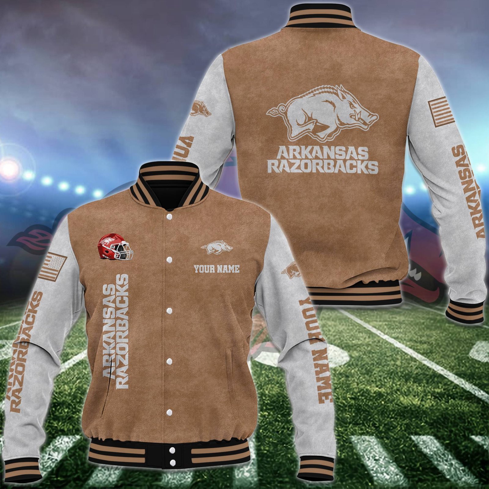 Arkansas Razorbacks Baseball Jacket Custom Your Name, Sport Jacket, FootBall Fan Gifts EHIVM-53488 - bazzada Store
