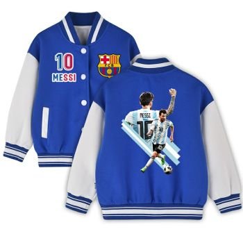 Messi Varsity Jacket Baseball Sweatshirt Hoodie Youth Messi Coats Kids Clothes Coat - bazzada Store