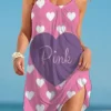 Pink Heart Summer Beach Dress - bazzada Store