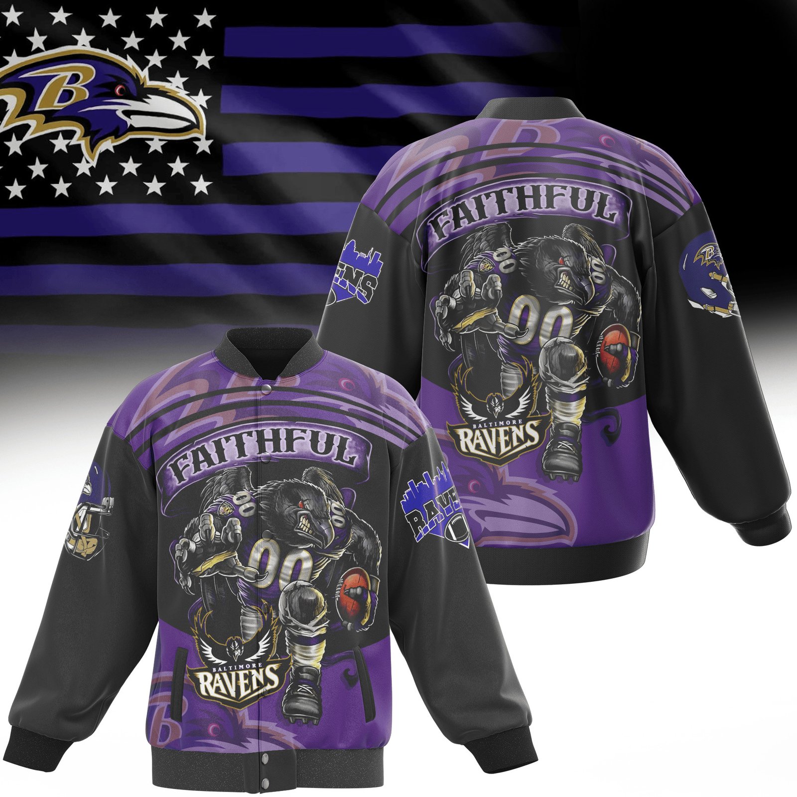 Baltimore Ravens Nfl New Bomber Baseball Jacket For Fan - bazzada Store