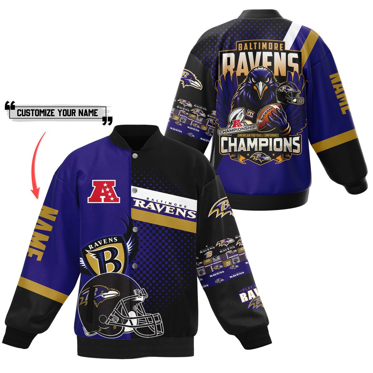 Baltimore Ravens Nfl New Bomber Baseball Jacket For Fan - bazzada Store