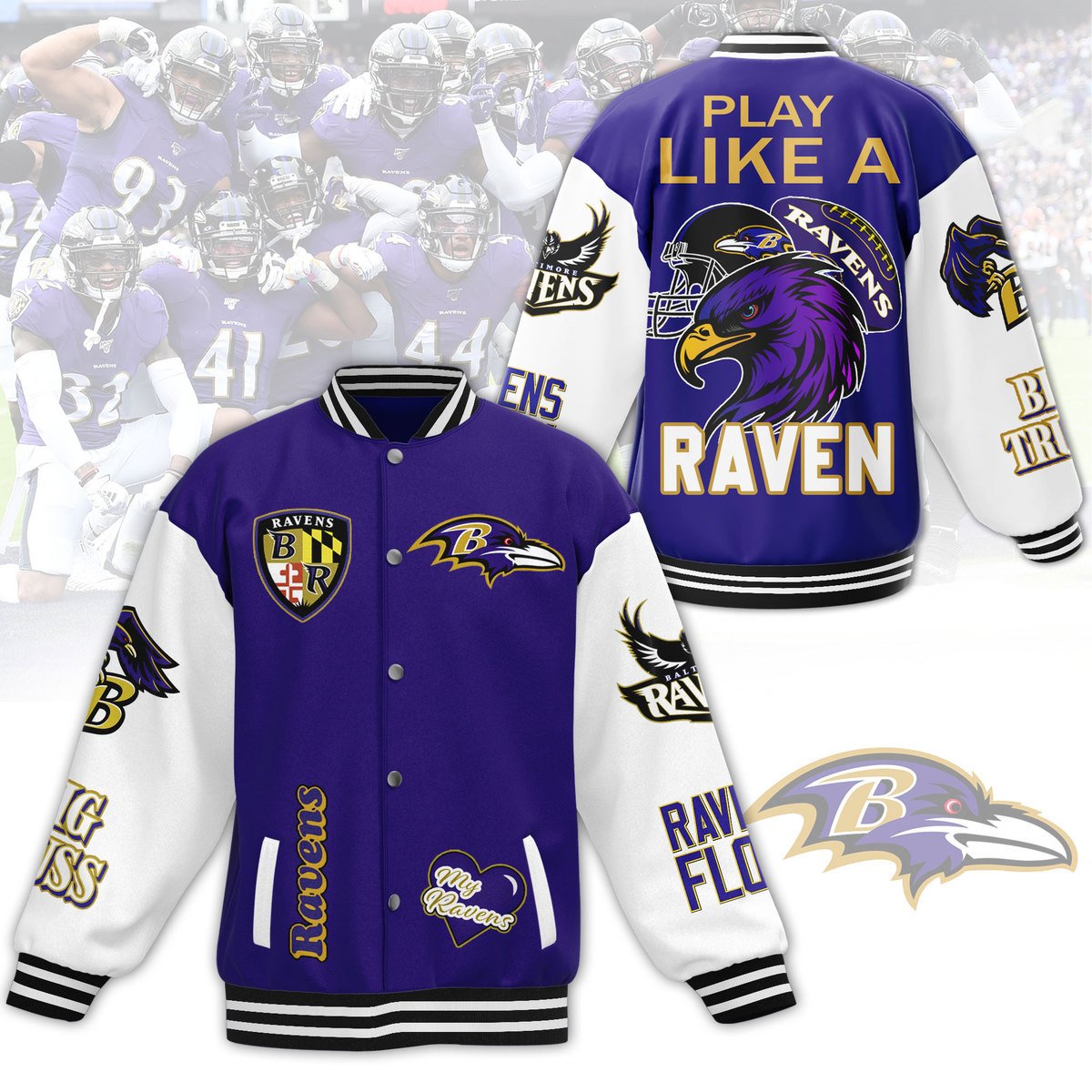 Baltimore Ravens Nfl New Bomber Baseball Jacket For Fan - bazzada Store