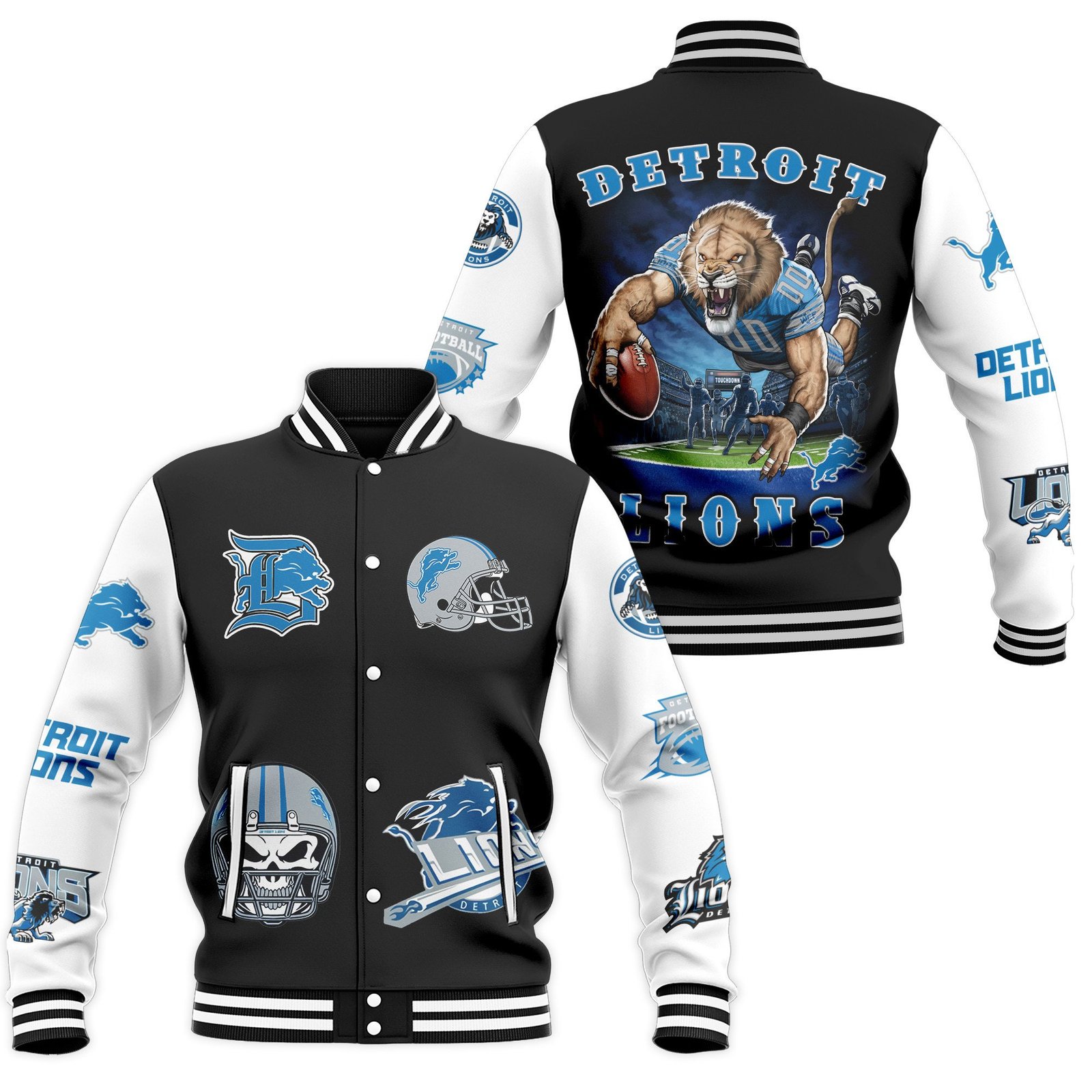 Detroit Lions Nfl New Bomber Baseball Jacket For Fan - bazzada Store