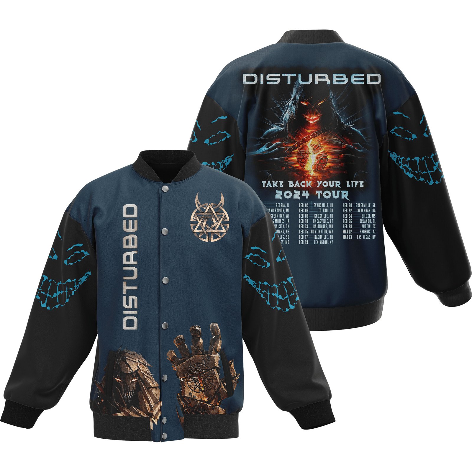 Disturbed New Bomber Baseball Jacket For Fan - bazzada Store