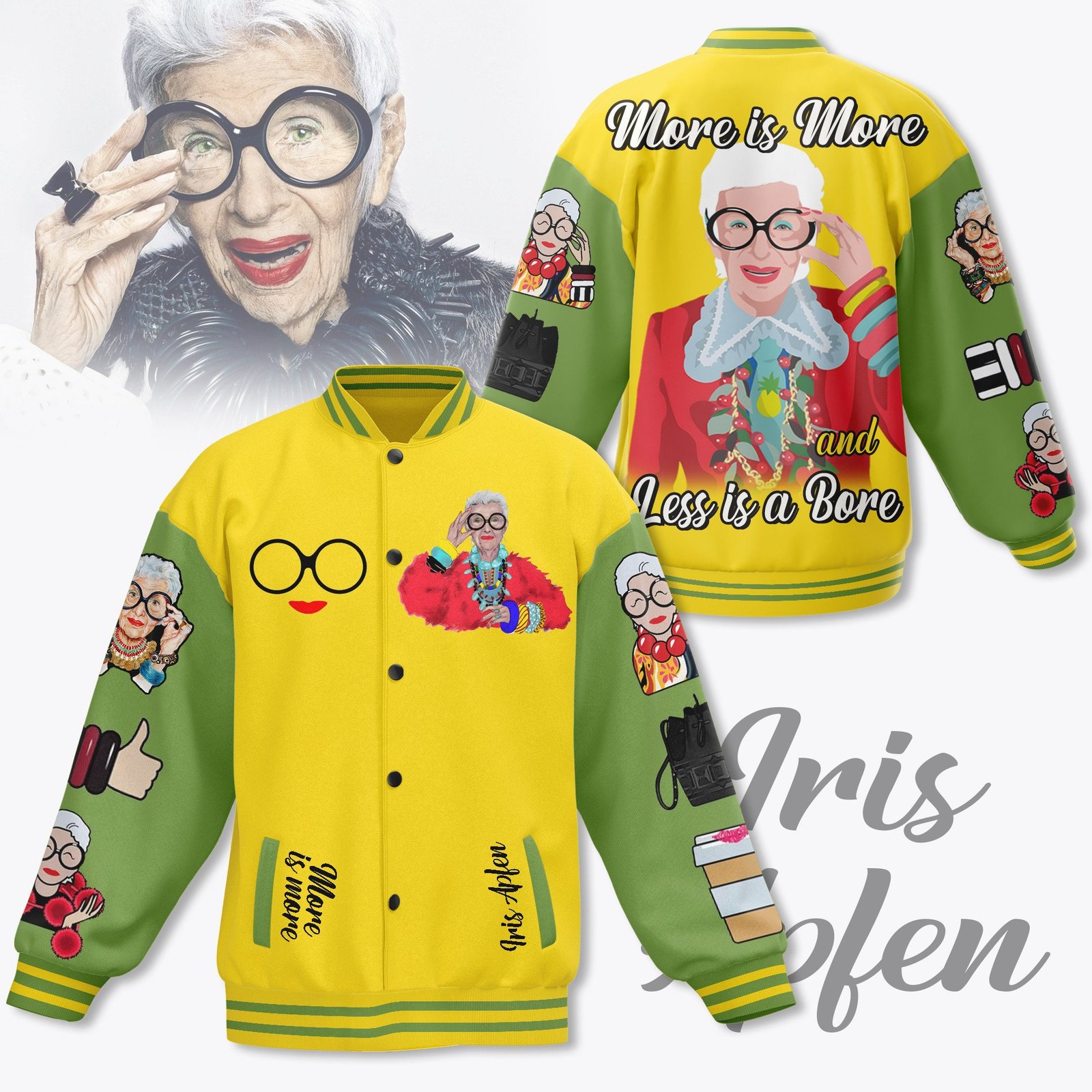 Iris Apfel New Bomber Baseball Jacket For Fan - bazzada Store