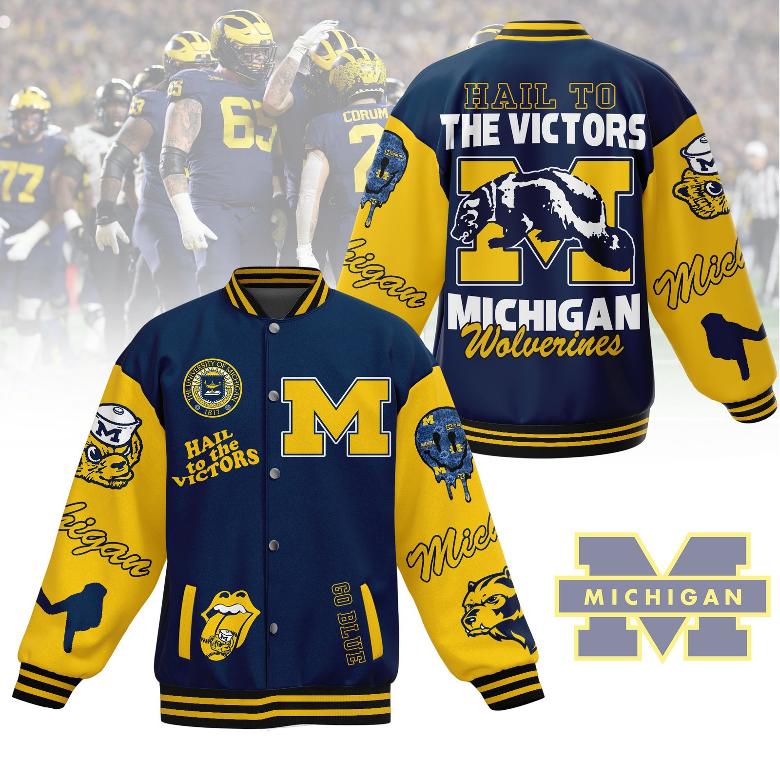 Michigan Nfl New Bomber Baseball Jacket For Fan - bazzada Store