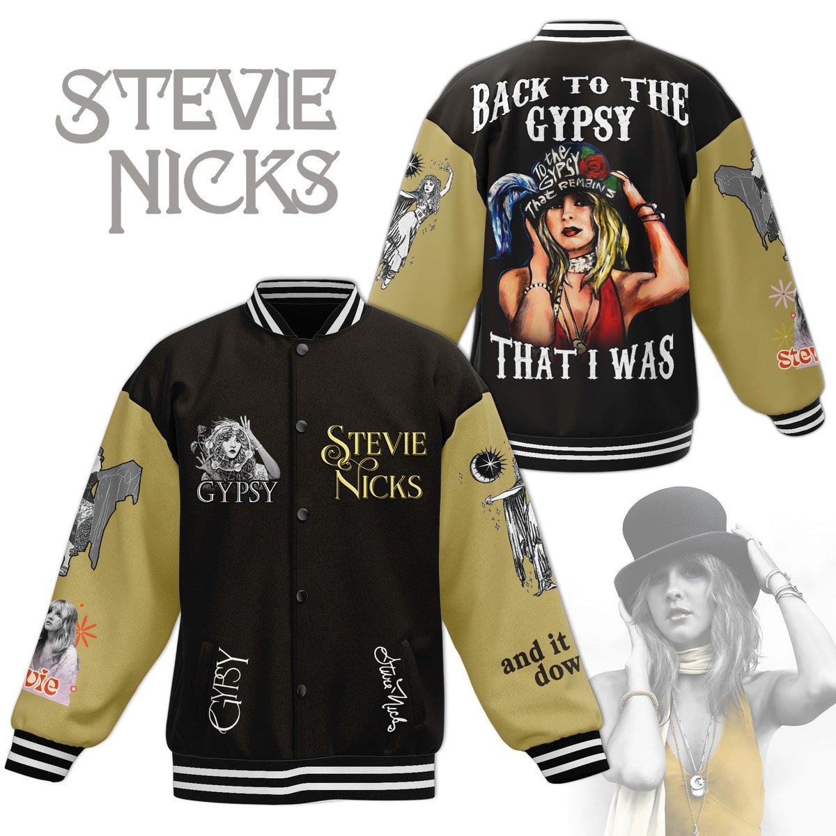 Stevie Nicks New Bomber Baseball Jacket For Fan - bazzada Store