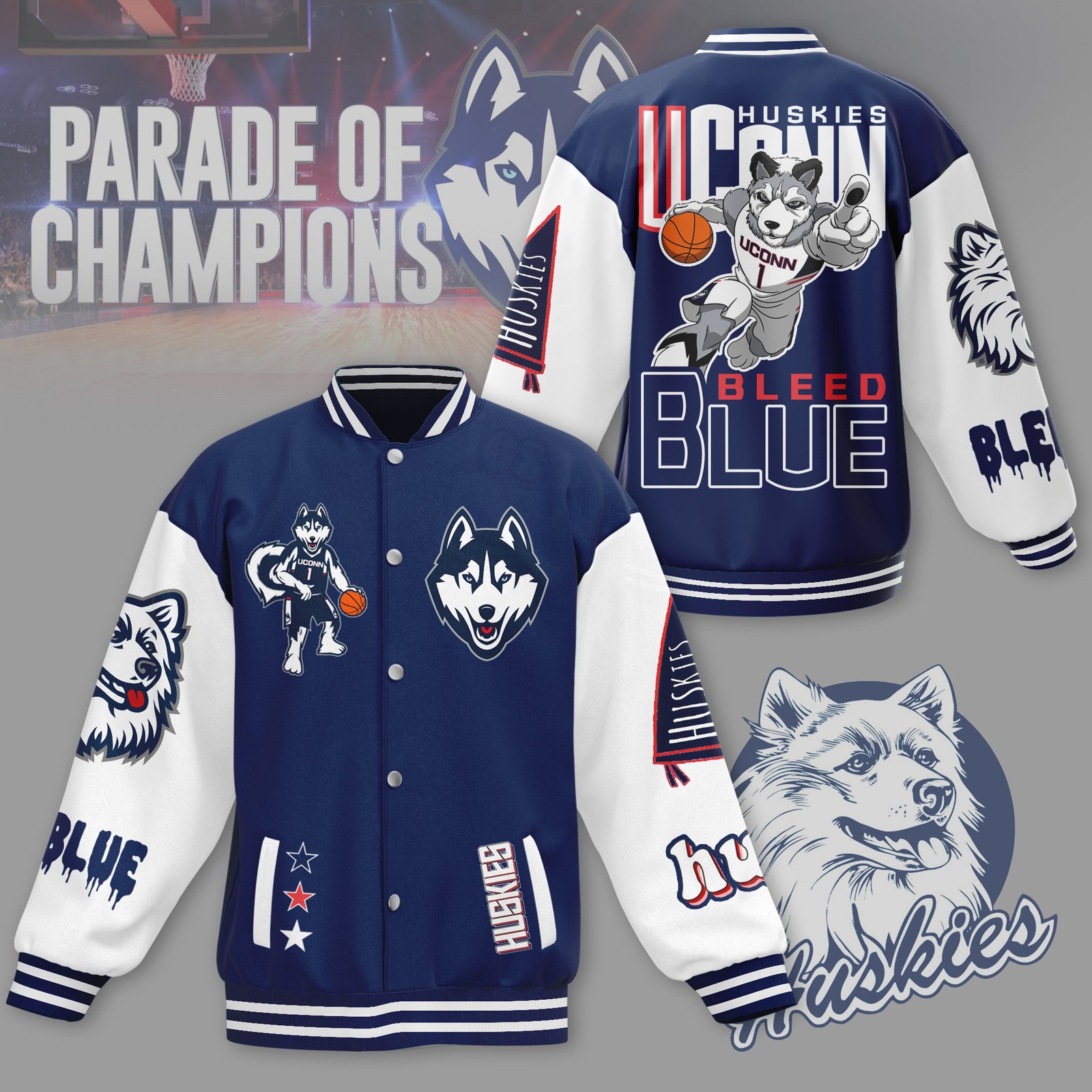 Uconn Huskies Ncaa New Bomber Baseball Jacket For Fan - bazzada Store