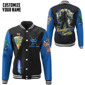 Blue Leonardo Tmnt Leo Cosplay Custom Name Baseball Jacket - bazzada Store