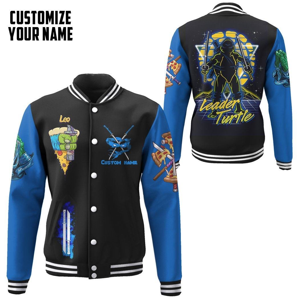 Blue Leonardo Tmnt Leo Cosplay Custom Name Baseball Jacket - bazzada Store