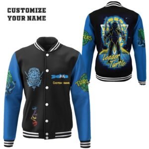 Leonardo Tmnt Leo Blue Cosplay Custom Name Baseball Jacket - bazzada Store