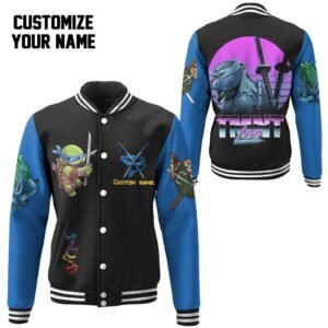 Leonardo Tmnt Leo Cosplay Blue Custom Name Baseball Jacket - bazzada Store