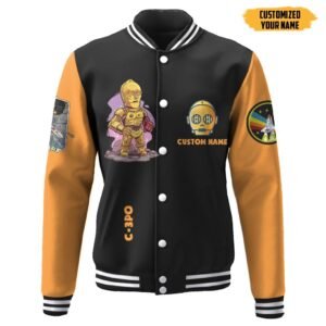 Star Wars C3Po Custom Name Baseball Jacket - bazzada Store