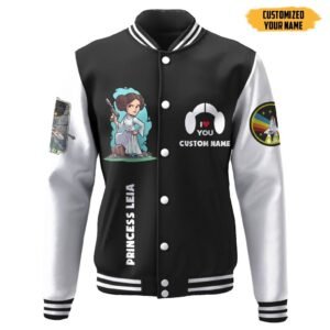 Star Wars Princess Leia Custom Name Baseball Jacket - bazzada Store
