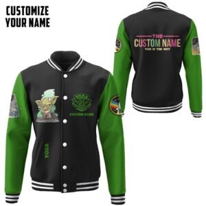 Star Wars Yoda Custom Name Baseball Jacket - bazzada Store