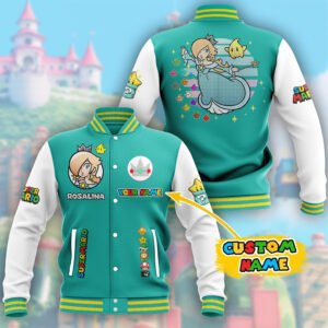 Super Mario Rosalina Custom Name Baseball Jacket - bazzada Store