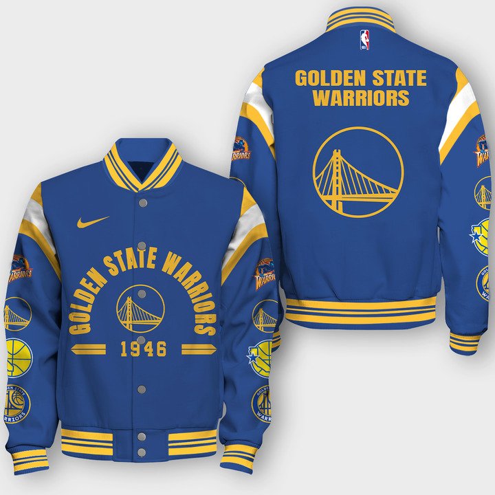 NBA Golden State Warriors Classic Varsity Jacket, Baseball Jacket - bazzada Store