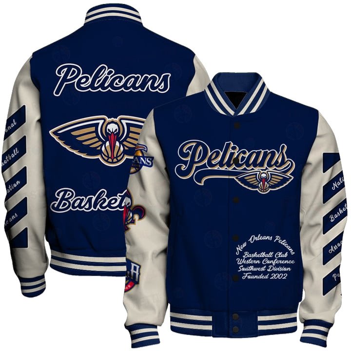 NBA New Orleans Pelicans OW Basketball Varsity Jacket, Baseball Jacket - bazzada Store