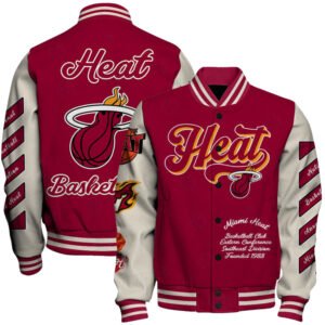 NBA Miami Heat OW Basketball Varsity Jacket, Baseball Jacket - bazzada Store