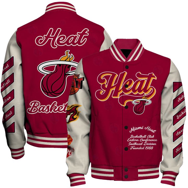 NBA Miami Heat OW Basketball Varsity Jacket, Baseball Jacket - bazzada Store