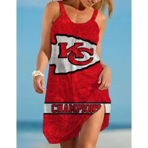 Nfl Kansas City Chiefs Printed Beach Dress For Leisure 46 - bazzada Store