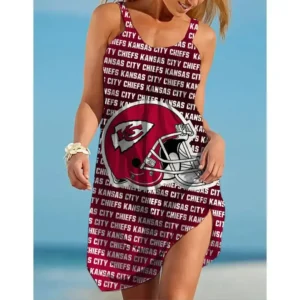 Nfl Kansas City Chiefs Printed Beach Dress For Leisure 49 - bazzada Store