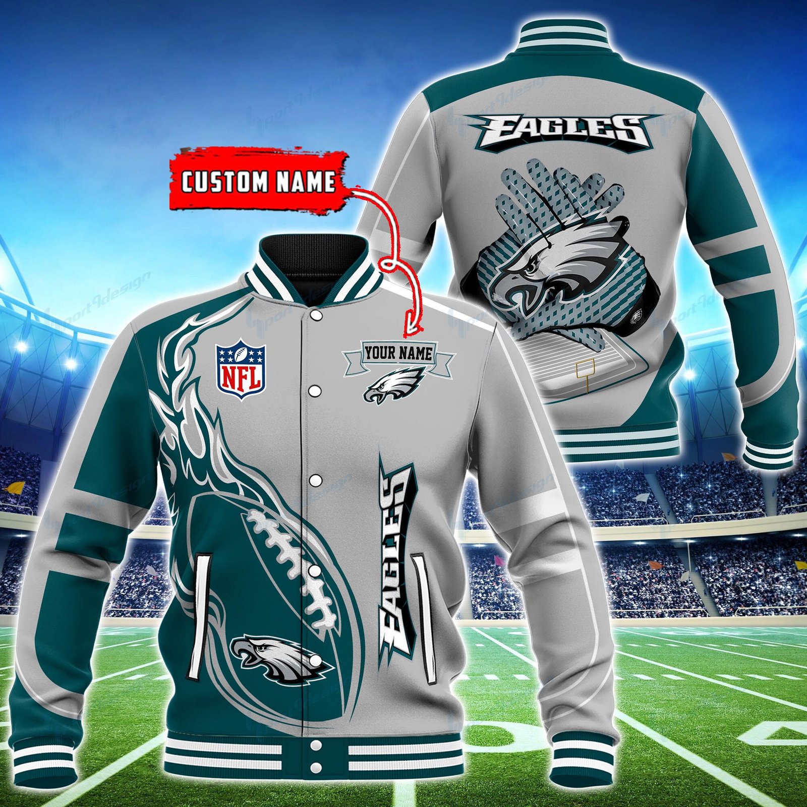 Philadelphia Eagles Personalized Baseball Jacket BG24 - bazzada Store